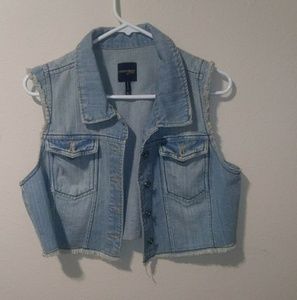 Light Blue Cropped Jean Jacket  Vest